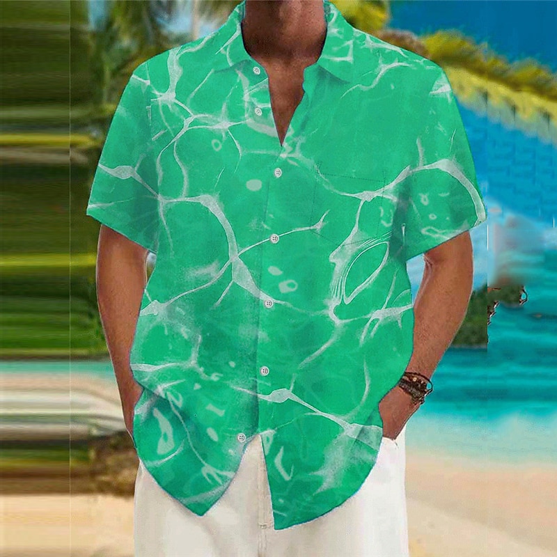 Herre Bølger Sprekk Skjorte Hawaii skjorte Aloha skjorte Kortermet Skjorte Aftæpning Kunstnerisk Abstrakt utendørs Gate Fritid / hverdag Svart Hvit Gul S M L 2026 - $23.99 –P10