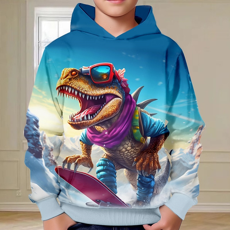 Pojkar 3D Dinosaurie Huvtröja Pullover Långärmad 3D-tryck Vår Höst Mode Streetwear Häftig Polyester Barn 3-12 år Huva Utomhus Ledigt Dagligen Normal 2025 - $18.99 –P1
