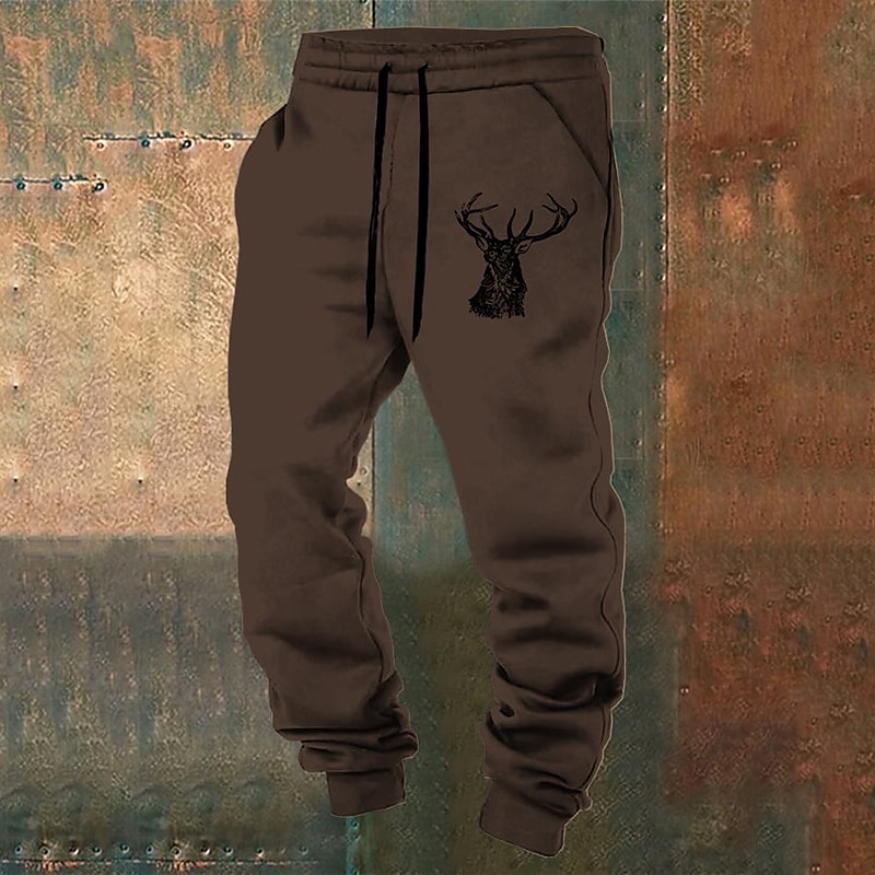 Elk Vintage Men's 3D Print Sweatpants Joggers Pants Trousers Outdoor Street Casual Daily Polyester Lake blue White Blue S M L Mid Waist Elasticity Pants 2025 - $25.99 –P4