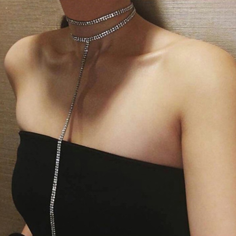 Choker ketting Lichaamsketting Цепочка для тела Elegant en luxueus Glitter Sexy Strass Legering Voor Schijf Cosplay Carnaval Dames Kostuum juwelen Mode-sieraden 2026 - $11.49 –P2