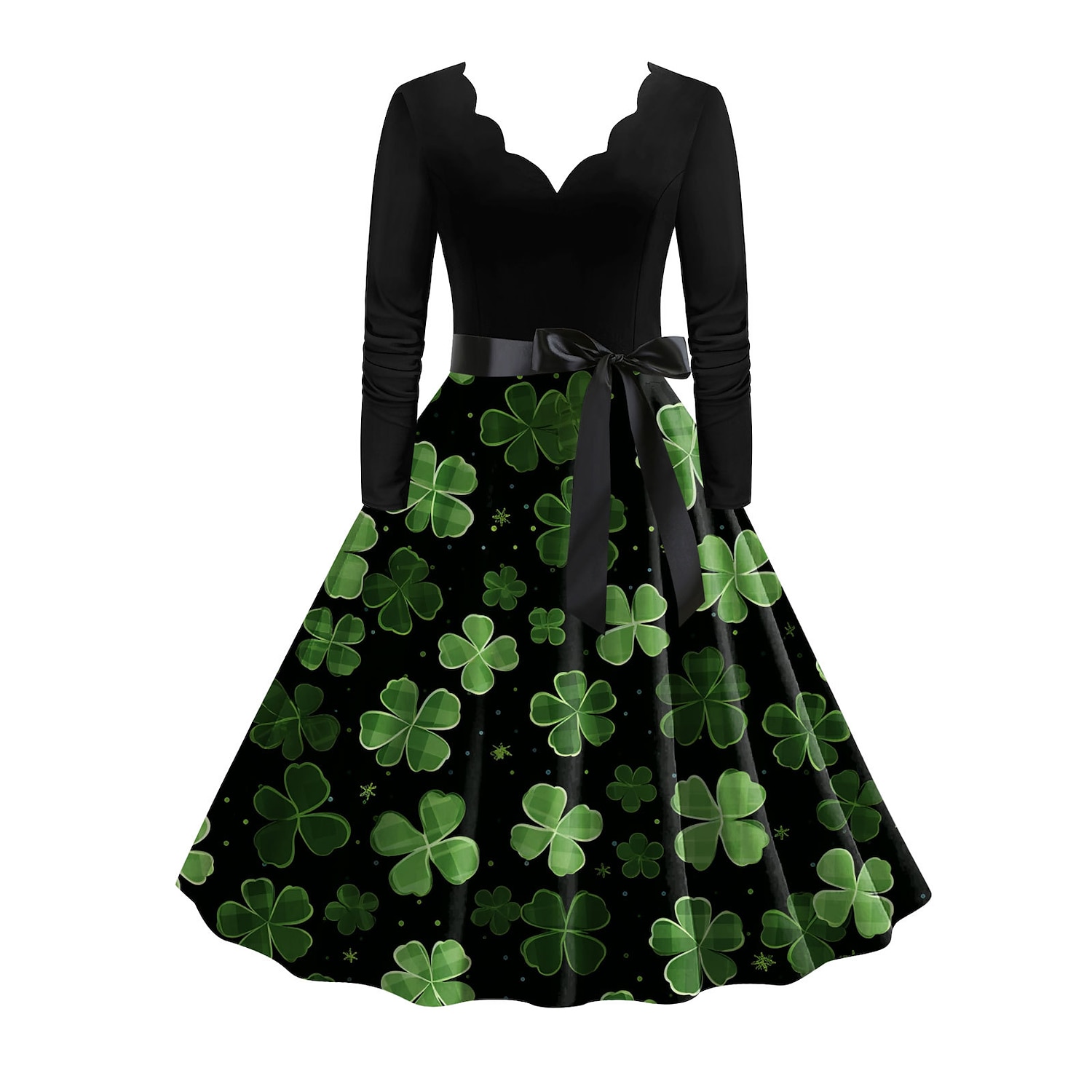 1950er Vintage inspiriert Cocktailkleid Knielang Kleid A-Linie Kleid Teekleid A-Linie Damen St. Patrick's Day Heimkehr Alltagskleidung Junggesellinnenabschiedsparty Teenager Erwachsene Kleid 2025 - $26.99 –P16