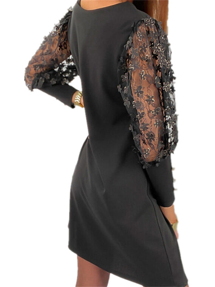 Women's Mini Dress Black Dress Party Dress Cocktail Dress Wedding Guest  Dress Elegant Office Vacation Wedding Guest Loose Fit Plain 3/4 Length  Sleeve Crew Neck Black Pink Summer Spring Fall Winter 2026 - $28.99