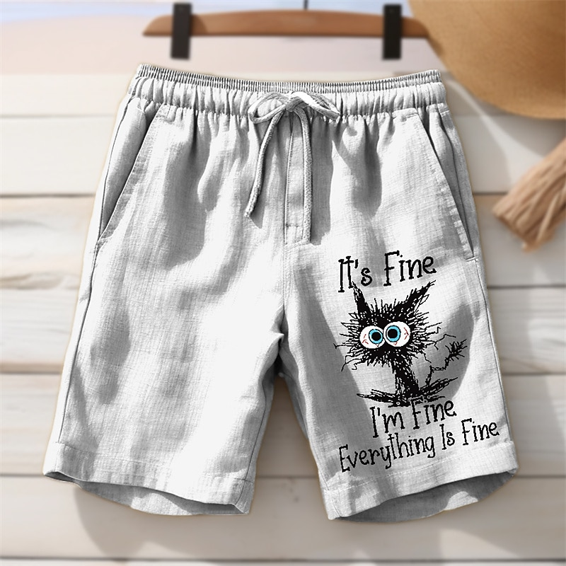 Per uomo Gatto Con lettere stampate Divertente Pantaloncini Pantaloncini estivi Pantaloncini da spiaggia Vita normale Hawaiano Informale Esterno Per eventi Per uscire A cordoncino Vita elastica Stampa del 2025 a $23.99 –P1