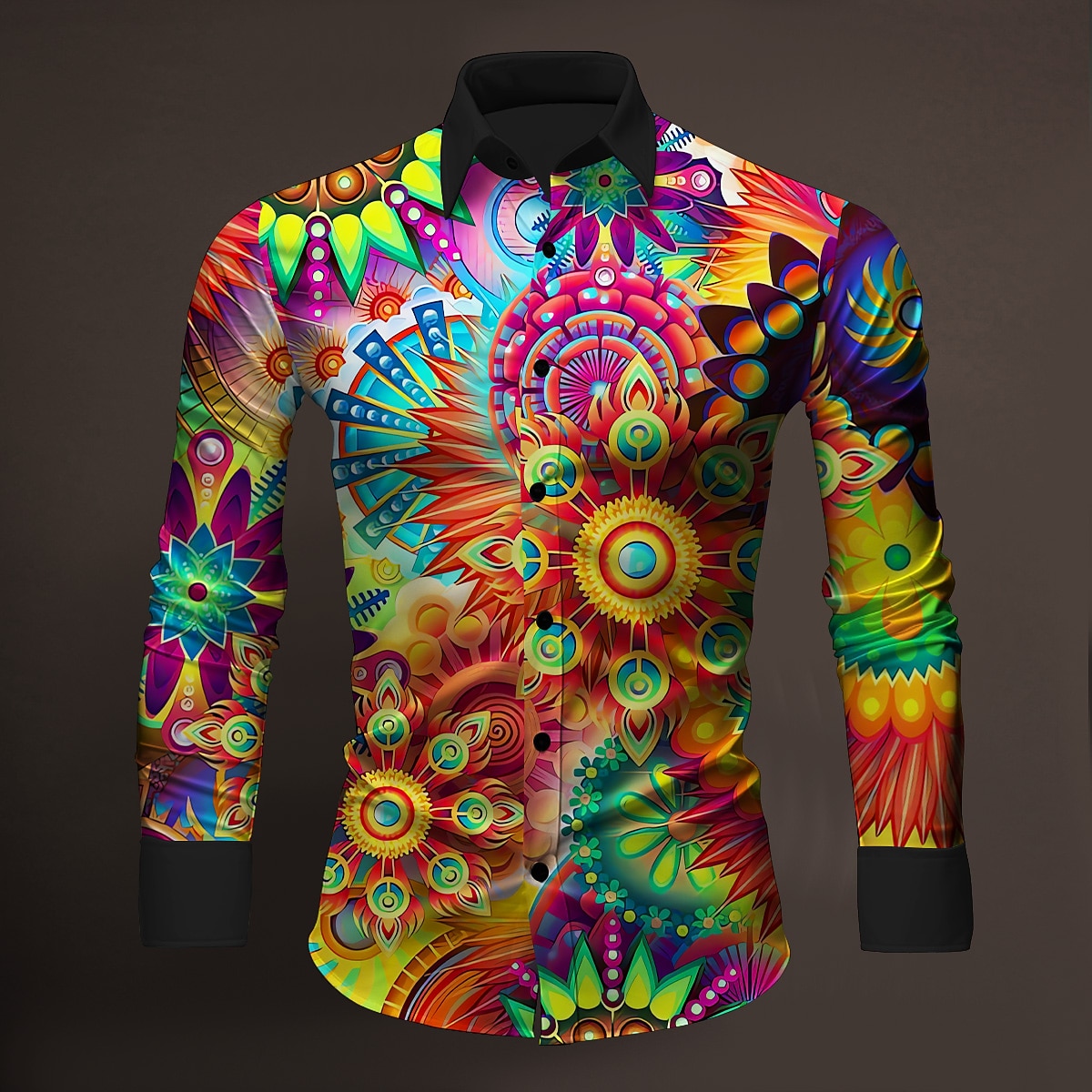 Herr Blommig 3D Print Skjorta Knapp upp skjorta Långärmad Artistisk Dagliga kläder Utekväll Höst vinter Nedvikt Mönster Button-Down Gul Kungsblå Blå Purpur Orange 2025 - $26.99 –P17