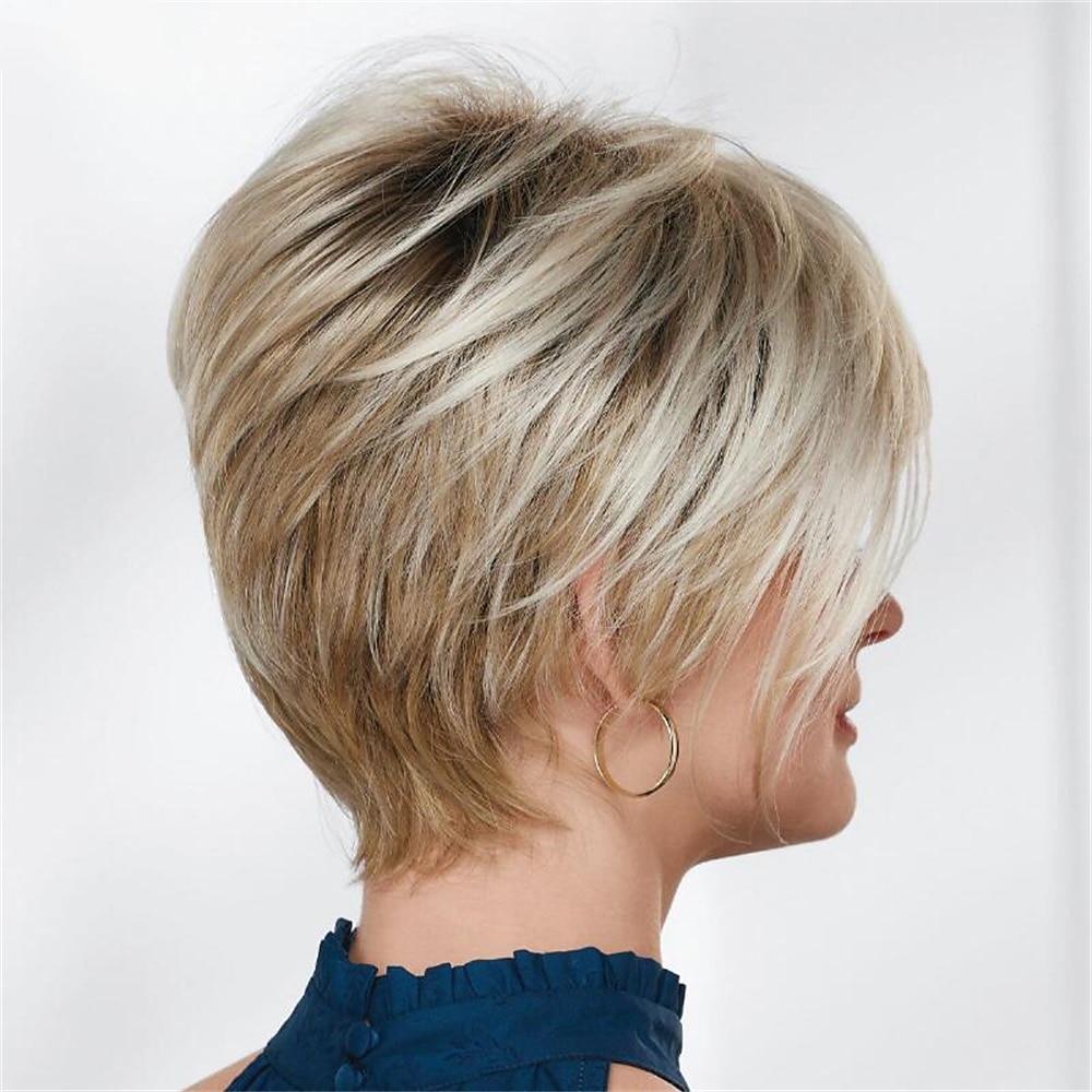 Synthetische Perücken Glatt Mit Pony Maschinell gefertigt Perücke Kurz A1 Synthetische Haare Damen Weich Modisch Einfach zu tragen Blond 2025 - $18.99 –P3