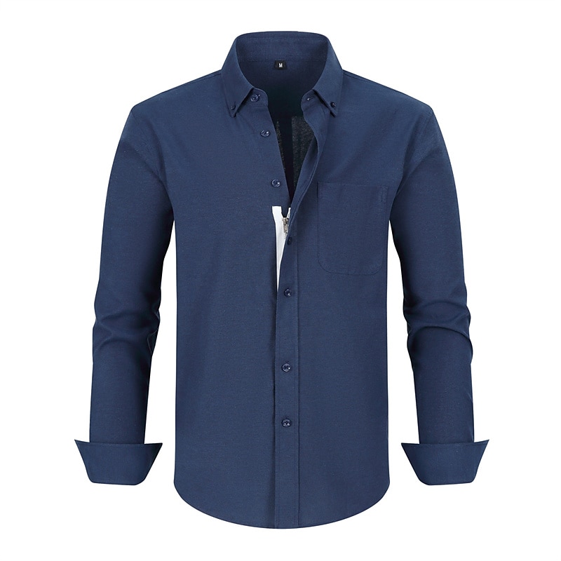 Homme Chemise Chemise habillée Uni Bureau & Carrière Fête de mariage Noir Blanche Rose dragée bleu marine manche longue Revers Printemps & Automne Vêtement Tenue de 2025 ? €34.99 –P12