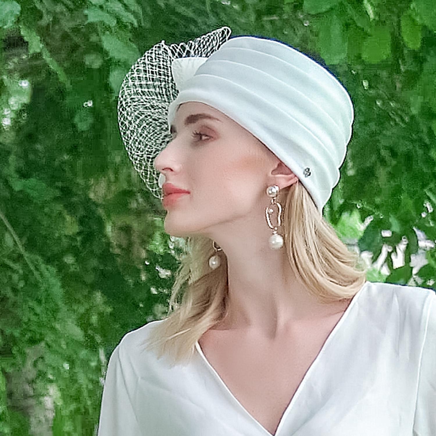 cappelli cappello a secchiello in fibra di seta ghiaccio cappello floscio matrimonio tea party elegante semplice romantico con copricapo in tulle bowknot del 2025 a $34.99 –P5
