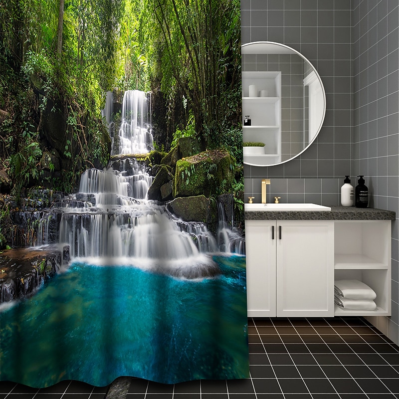 Dusjforheng med kroker 180 cm*180 cm (70"*70") polyester vaskbar vanntett mønster baderom badekar dekor rustikk bondegård tre vintage låve 2026 - $28.99 –P14