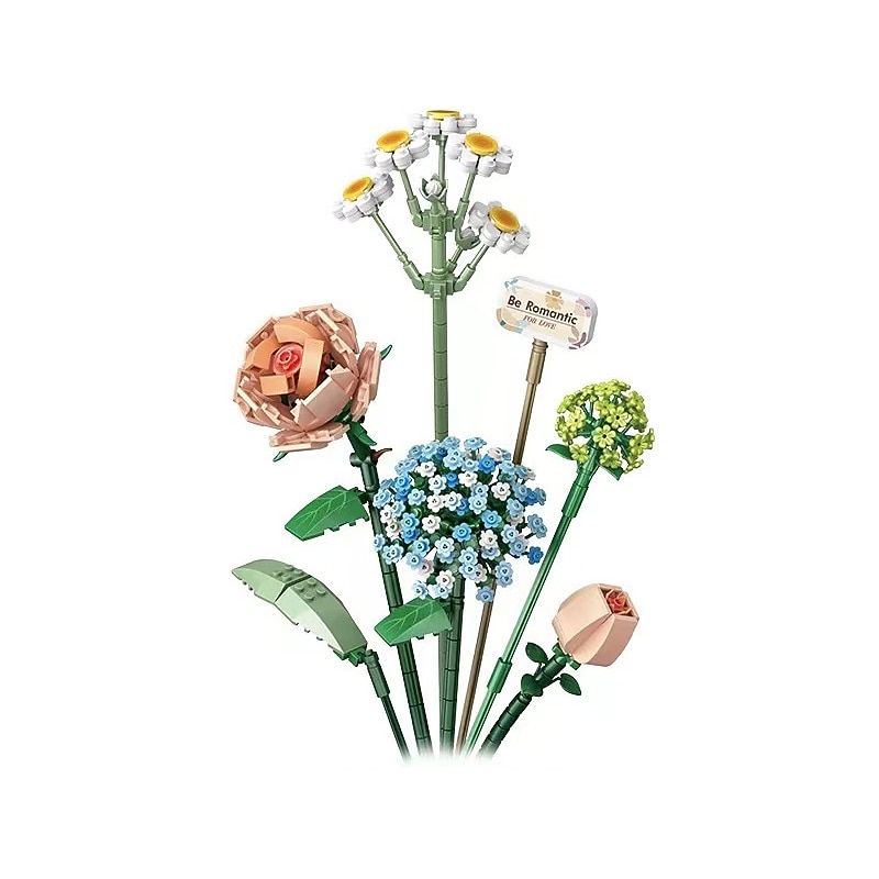 Regali di Natale per donne Mamma Lei set di bouquet di mattoncini in miniatura Fiori artificiali DIY decorazione unica per la casa Serie piante adatta per ragazze di 8-12 anni regalo di San Valentino del 2025 a $50.99 –P4