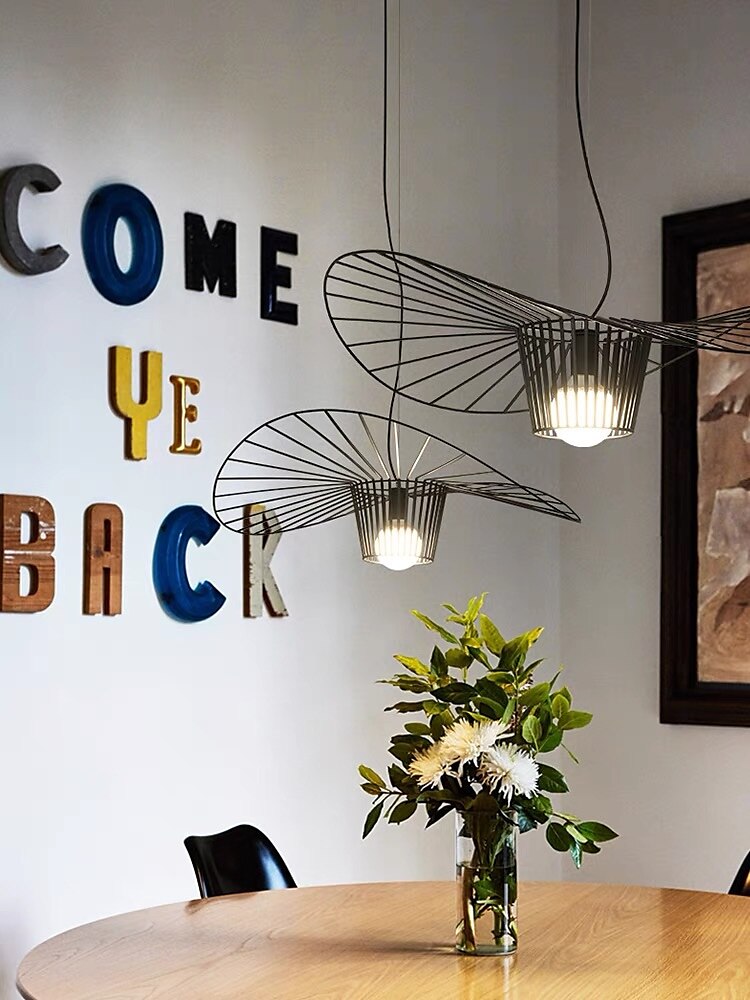 pendellampe vintage stue lysekrone pendellampe 60cm led vertigo lampe pendellampe laget av glassfiber / polyuretan e27 for lampeskjerm, restaurant, bar, kafé, svart 110-240v 2025 - $279.99 –P12