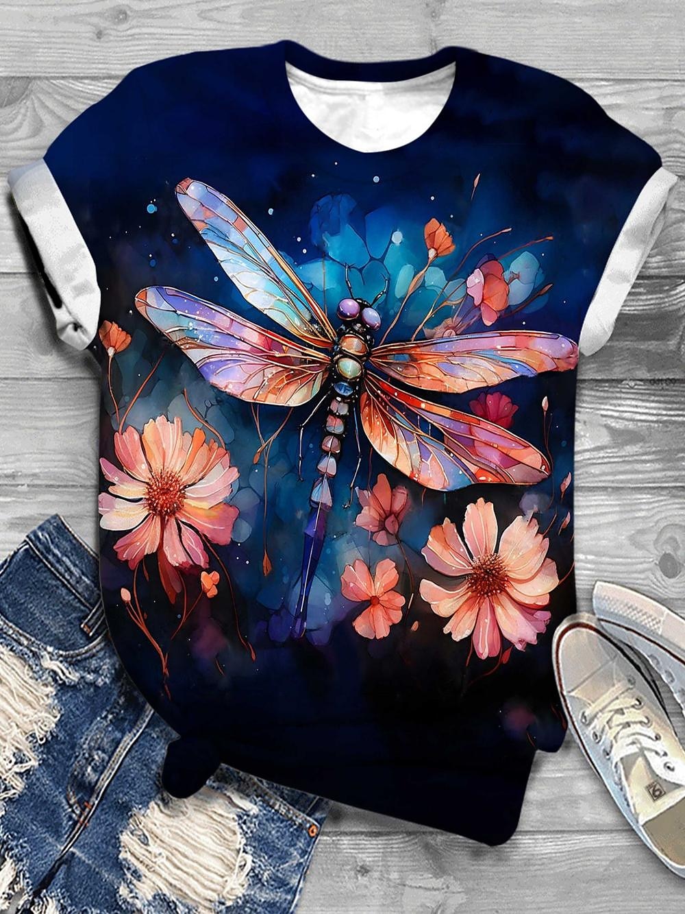 Women's T Shirt Fashion Floral Print Short Sleeve Regular Tops Round Neck Daily Weekend Yellow Blue Orange Summer 2025 - $19.99 –P3