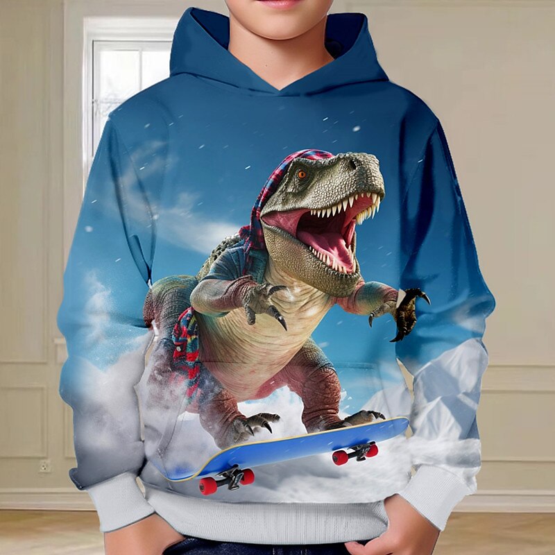 Pojkar 3D Dinosaurie Huvtröja Pullover Långärmad 3D-tryck Vår Höst Mode Streetwear Häftig Polyester Barn 3-12 år Huva Utomhus Ledigt Dagligen Normal 2025 - $18.99 –P3