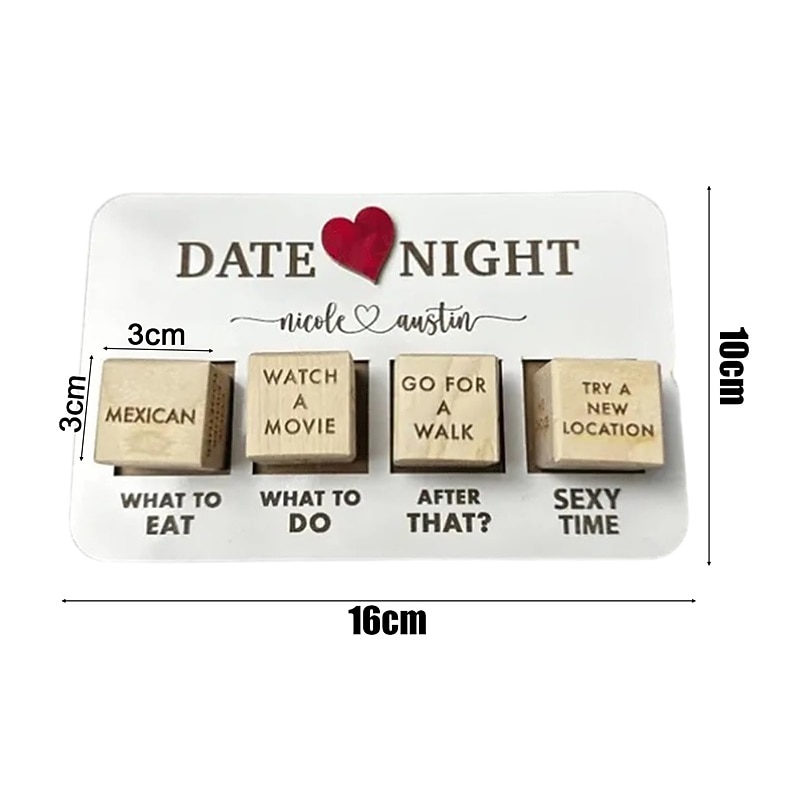 date night tärningar för par ta ut dicedate dice date idéer för par dejta dice årsdagen träpresenter till hennes vuxna roliga spel för par romantiska presenter till henne honom träfärg alla hjärtans 2025 - $19.49 –P5