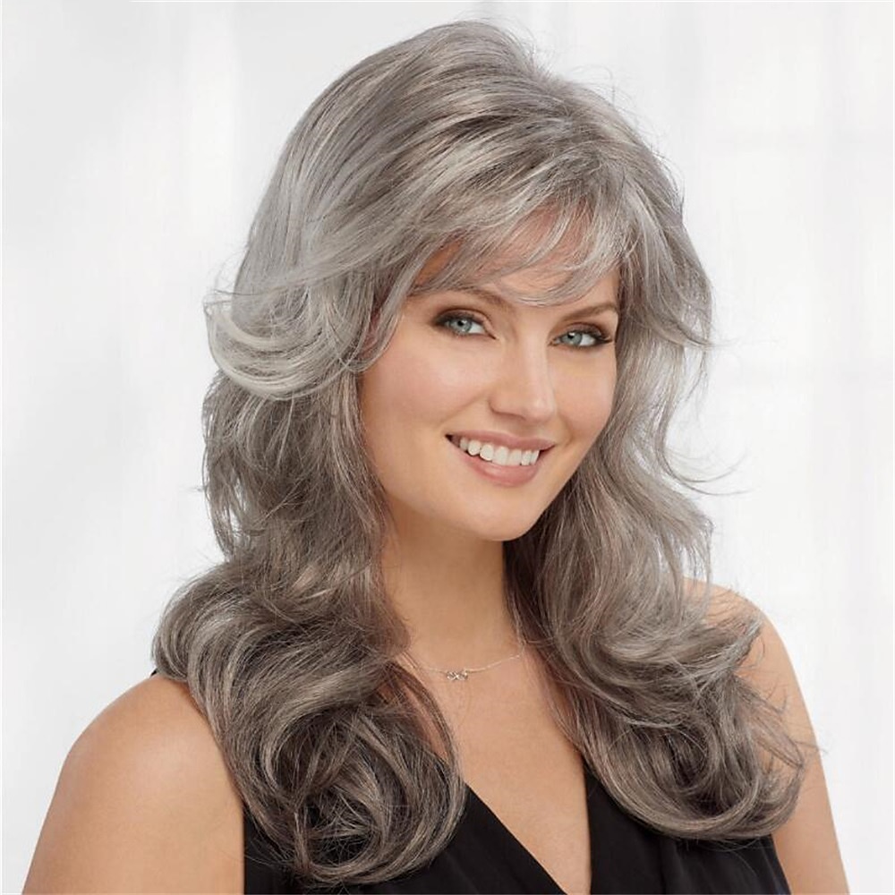 Perruque Synthétique Bouclé Avec Frange Fabriqué à la machine Perruque Blond Longue A1 A2 A4 Cheveux Synthétiques Femme Doux Mode Facile à transporter Blond Marron Argent de 2025 ? $18.99 –P1