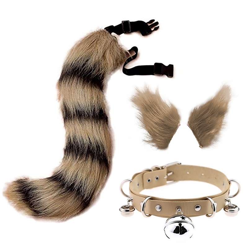 Simulated Plush Beast Ears Halloween Set Beast Tail Jewelry Cos Fox Ear Hair Clip Mantra Exhibition Prop Accessories 2025 - $29.99 –P8