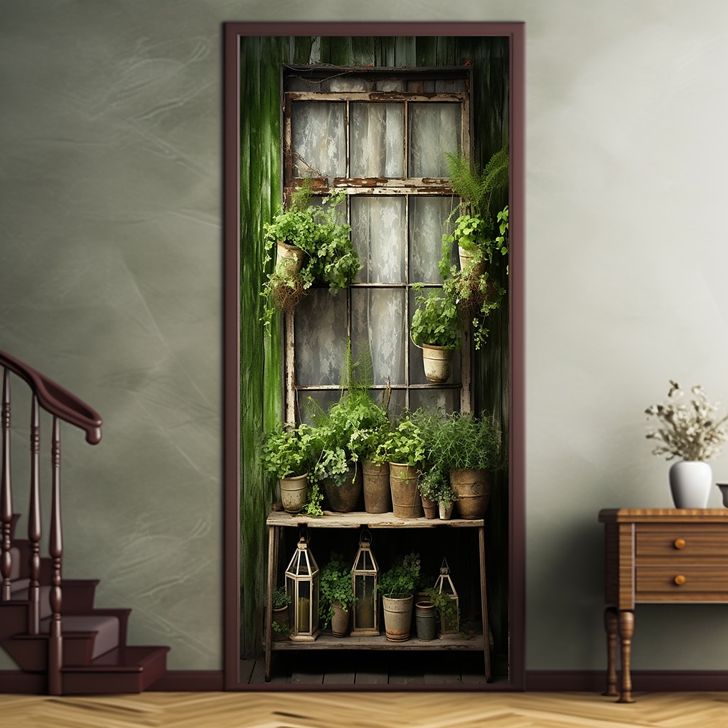 květinové vintage zelené kryty dveří nástěnná malba výzdoba dveří gobelín dekorace závěs dveří pozadí banner banner odnímatelný pro přední dveře vnitřní venkovní domácí dekorace pokoje farma výzdoba 2025 - $22.99 –P14