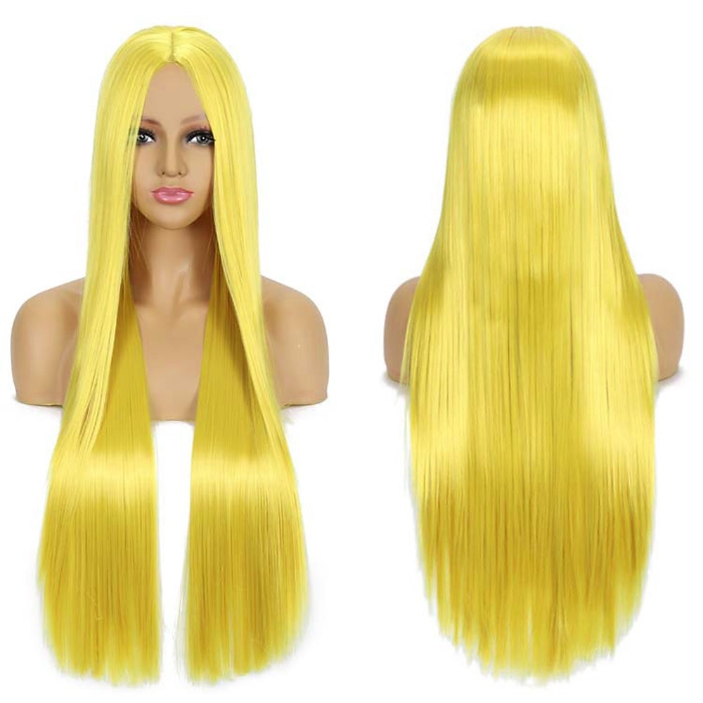 Syntetická paruka Rovná střední část Strojně vyrobená paruka Dlouhá A1 A2 A3 A4 A5 Syntetické vlasy Ženské Cosplay Měkká párty blond růžová červená Halloween paruky 2025 - $16.49 –P14