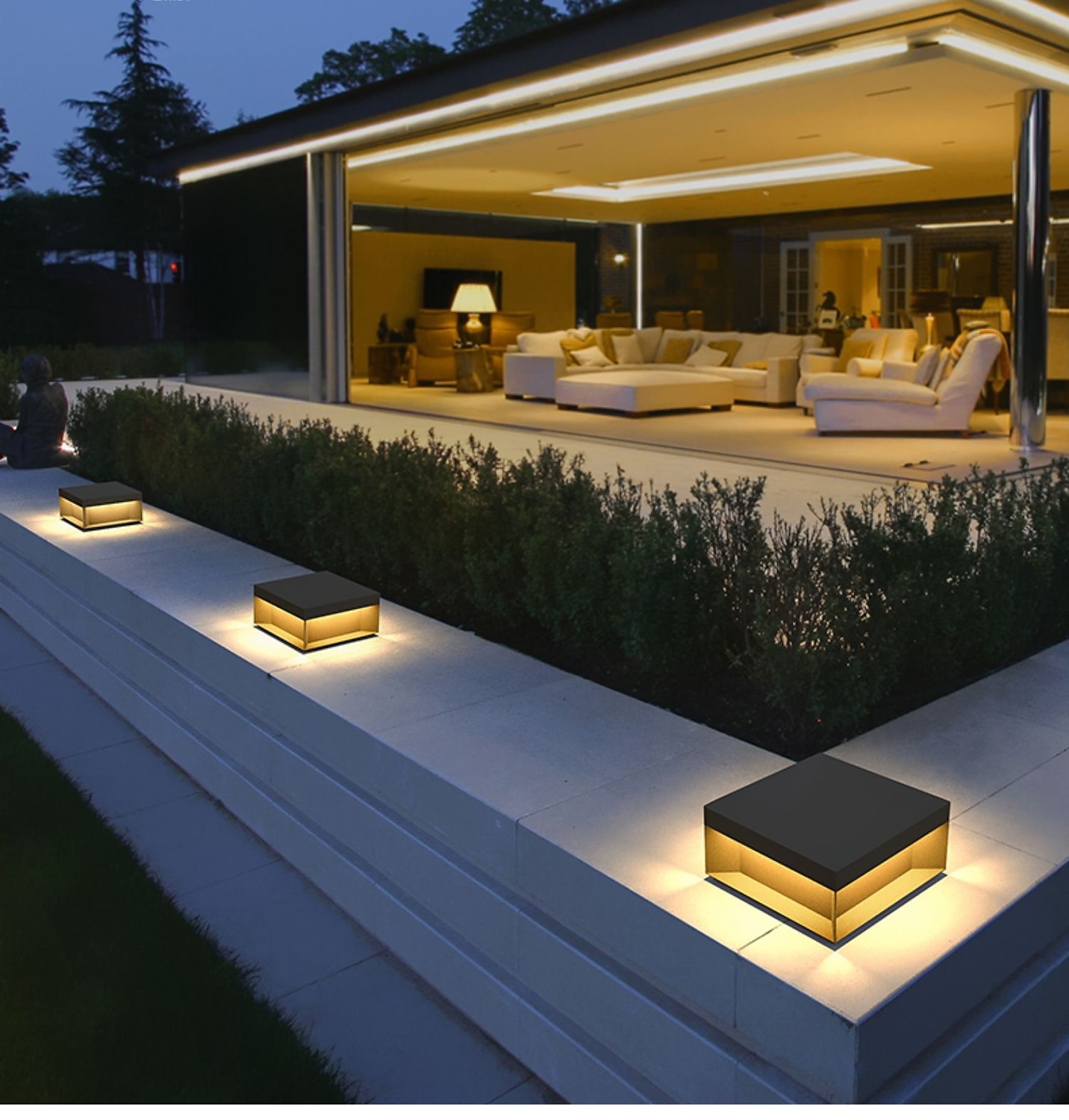 luci per pali esterni retro luci per recinzione a LED per esterni per patio decorazione del giardino luci per recinzione bianco caldo acciaio inossidabile nero pilastro esterno 110-240v del 2025 a $282.09 –P8
