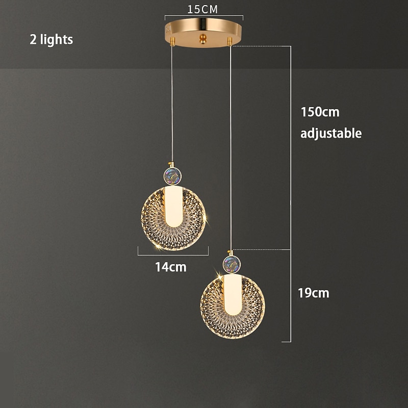 led-riippuvalaisin 1/2 kevyt lasi kristalli luova lampunvarjostin teollinen metalli kattovalaisimet luova baarityylinen tunnelma kattokruunu olohuoneeseen, keittiösaarekkeeseen, makuuhuoneeseen 2026 - $164.99 –P4