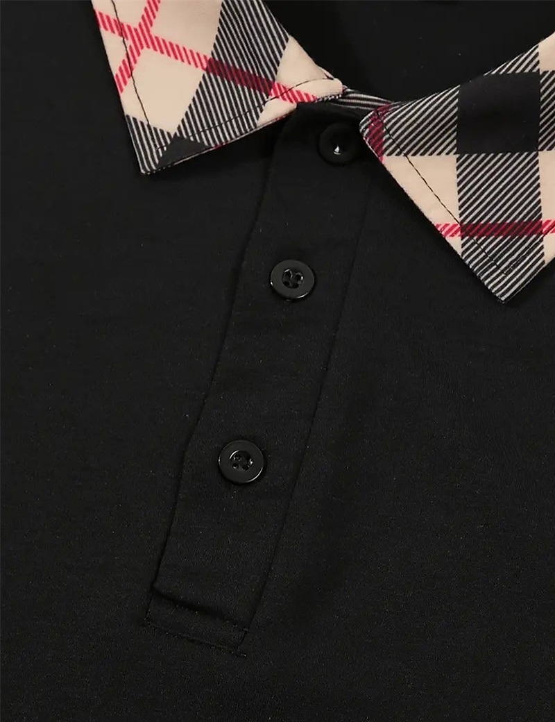 Men's Polo Shirts Button Up Polos Casual Holiday Lapel Short Sleeve Fashion Basic Plaid Color Block Patchwork Summer Regular Fit White Polo Shirts 2026 - $17.99 –P17
