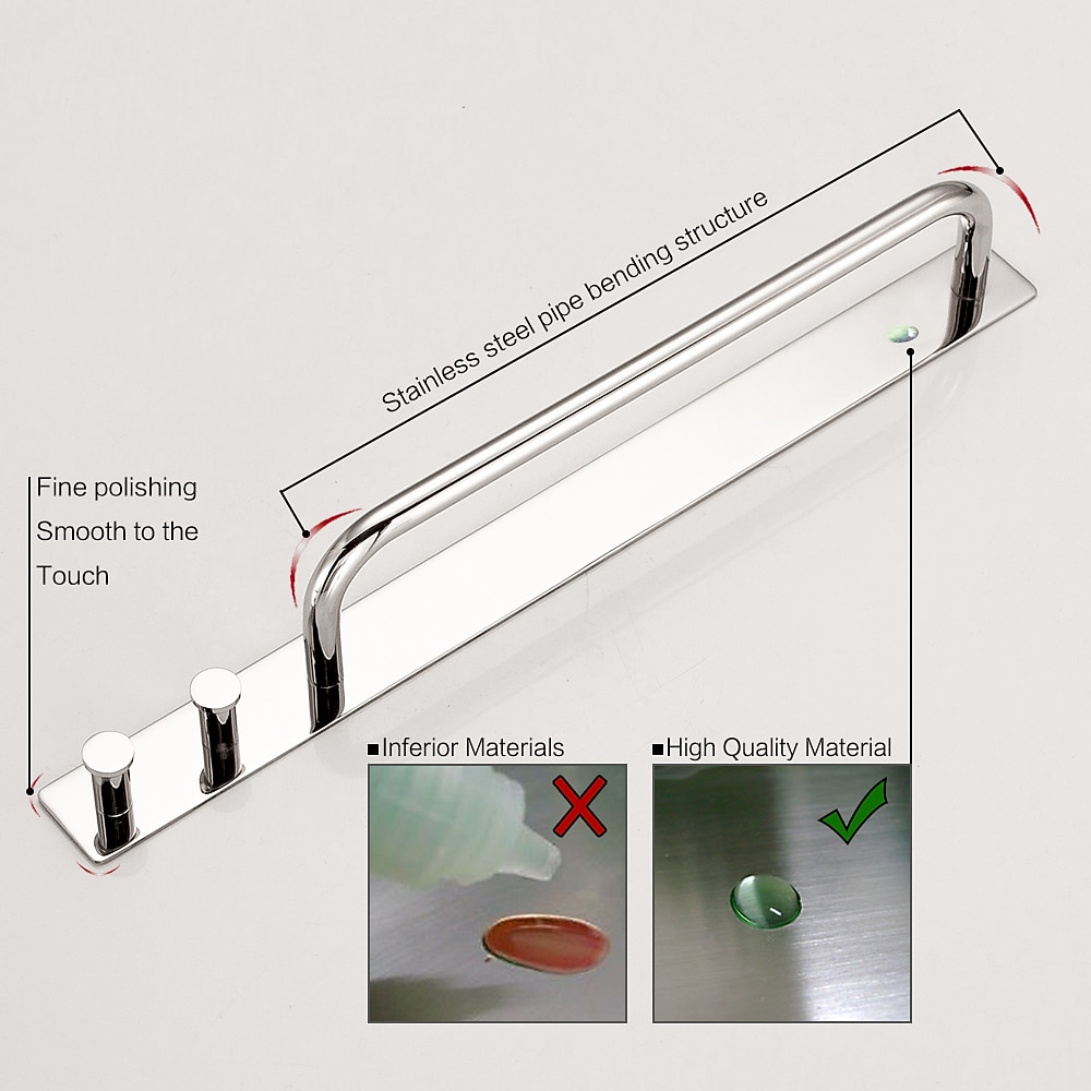 Towel Bar / Robe Hook / Bathroom Shelf New Design / Self-adhesive / Adorable Contemporary / Modern Stainless Steel / Low-carbon Steel / Metal 1PC - Bathroom Single / 1-Towel Bar 2026 - $39.99 –P4