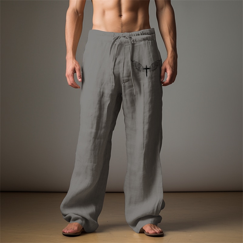Voor heren Grafisch Vleugels Broeken Medium Taille Casual Vakantie Alledaagse kleding Uitgaan Lente Herfst Zwart Licht Bruin blauw 2025 - $25.99 –P8