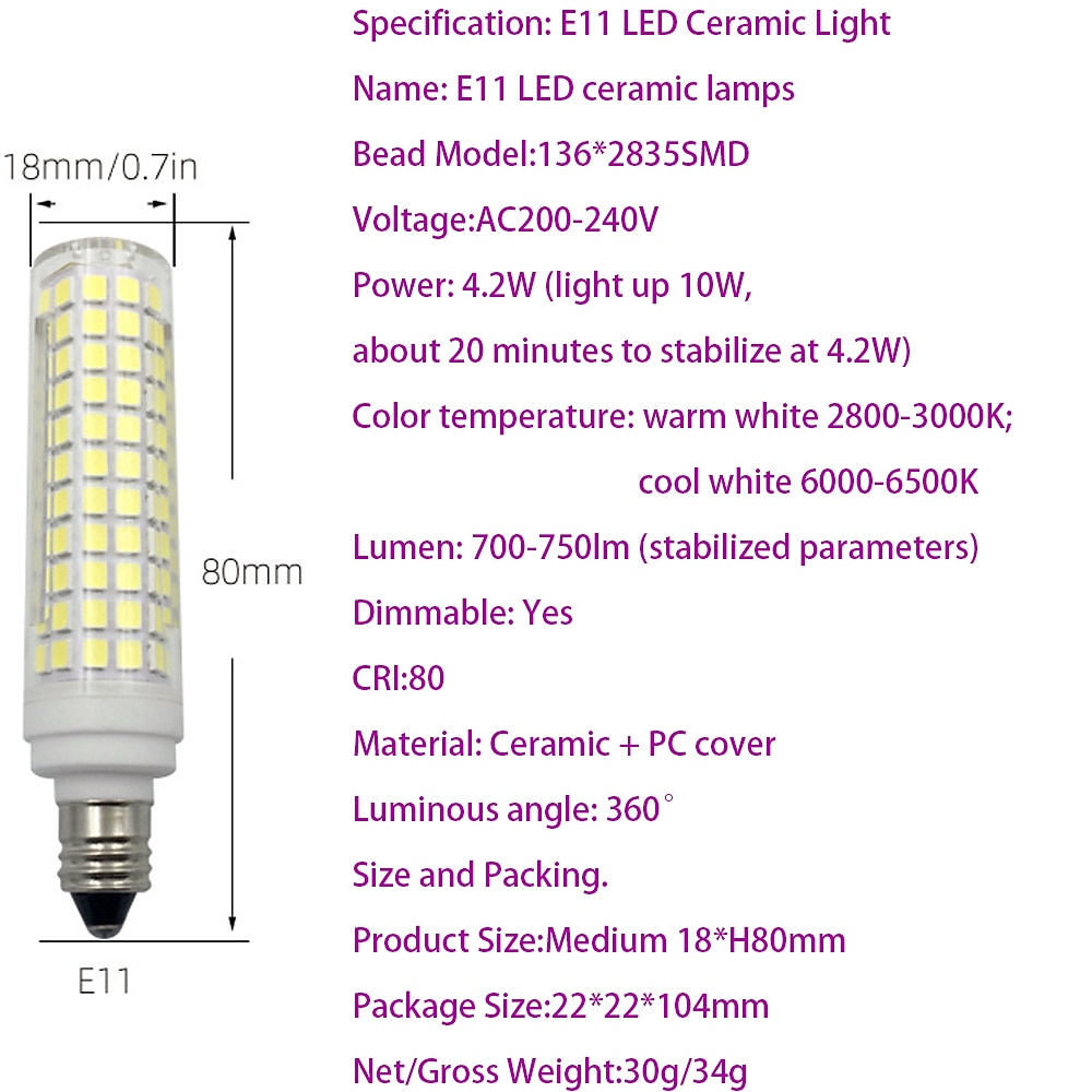 G9/E11/E12/E14E/BA15D LED Bulb 7W 3000K Warm White/6000K White 120V No-Flicker for Home Lighting Chandeliers Household Applications 700LM (2 Pack) 2025 - $29.99 –P4