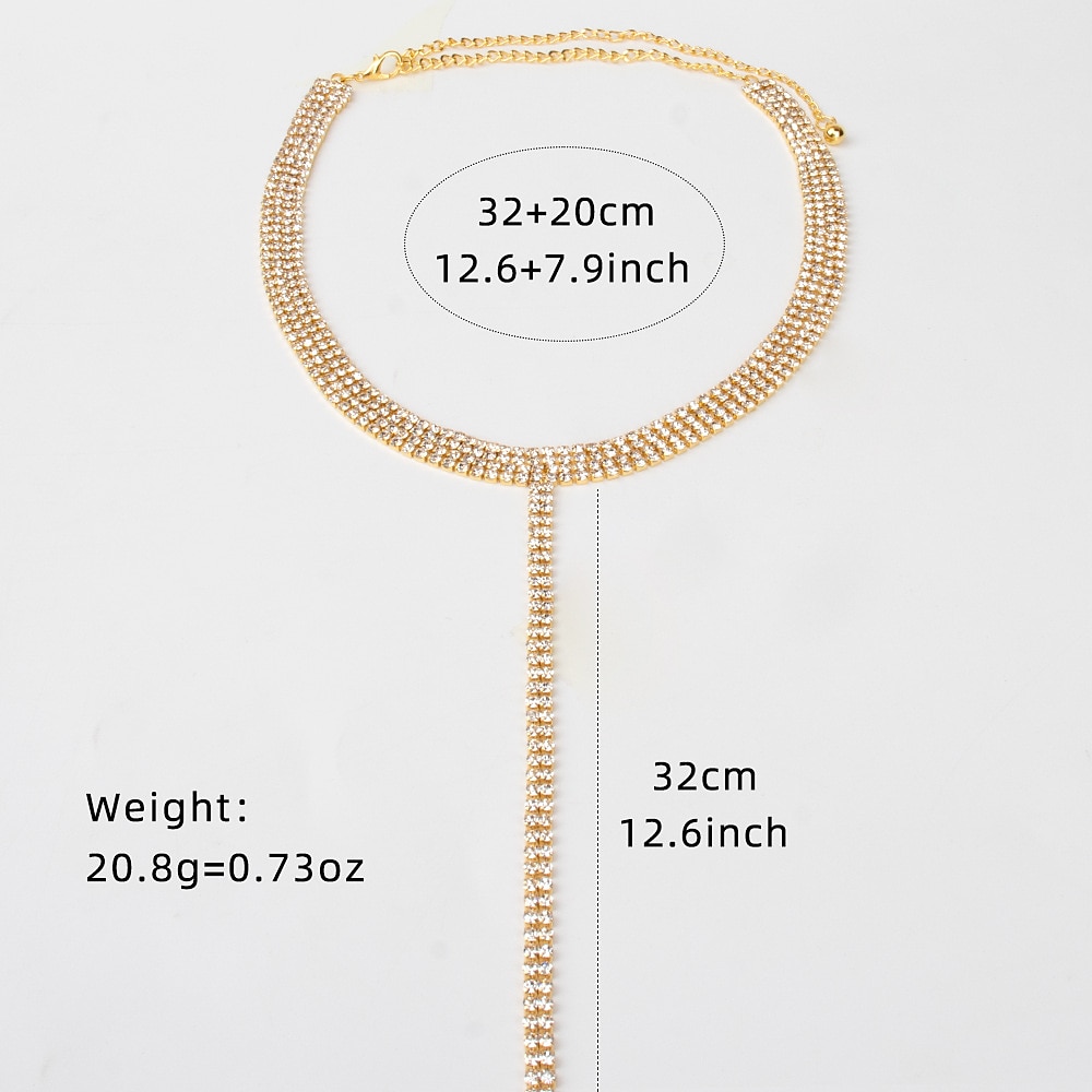Choker ketting Lichaamsketting Цепочка для тела Elegant en luxueus Glitter Sexy Strass Legering Voor Schijf Cosplay Carnaval Dames Kostuum juwelen Mode-sieraden 2026 - $11.49 –P7