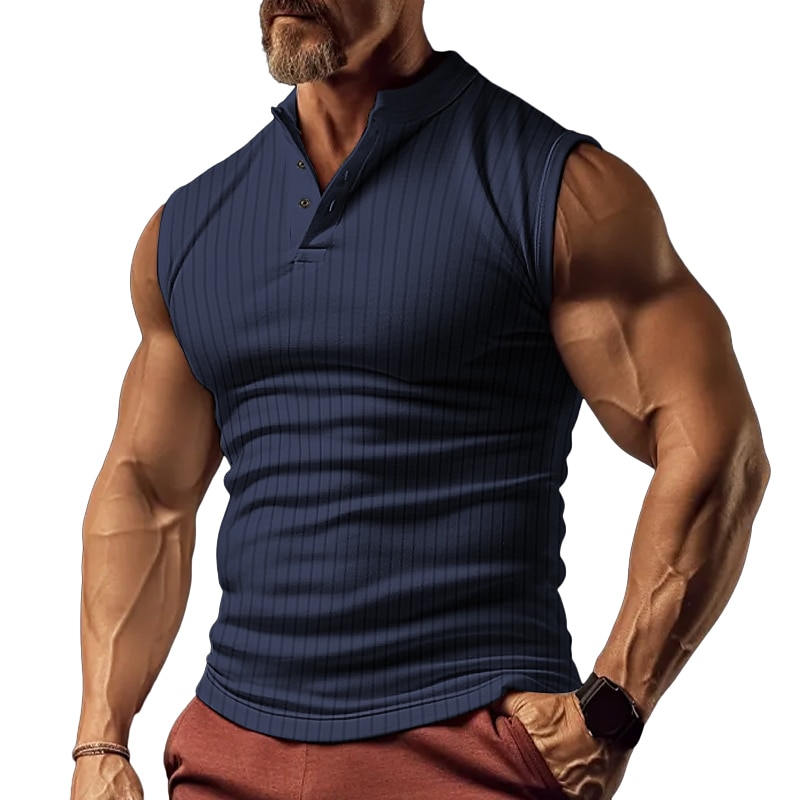 Homens Malha Íntima Camiseta Interior camisa sem manga camisa muscular Sem Manga Colar Henley Verão Tecido Pit Strip Moda Designer Músculo Ao ar livre Para Noite Ginásio Preto Branco cáqui Top Tee de 2025 por $16.49 –P4