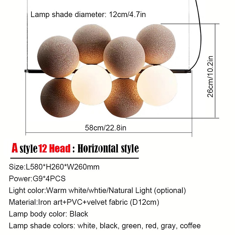 Artistic Style Velvet FabricPVC Simple Found Ball Molecular Pendant Lamp Bedroom Bedside Restaurant Pendant Lamp Creative Molecular Round Ball Pendant Lamp 2025 - $399.99 –P1