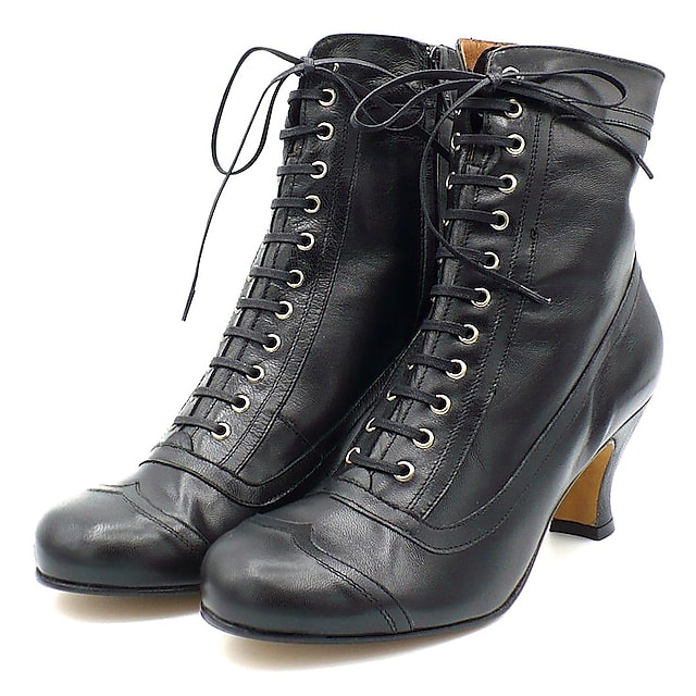 Dámské Boty Boty na knoflíky Větší velikosti Boty na podpatku Venkovní Párty Denní Barevné bloky Kotníkové boty Booties Nízký tenký Oblá špička Elegantní prázdniny Vinobraní Umělá kůže Šněrování 2025 - $59.99 –P4