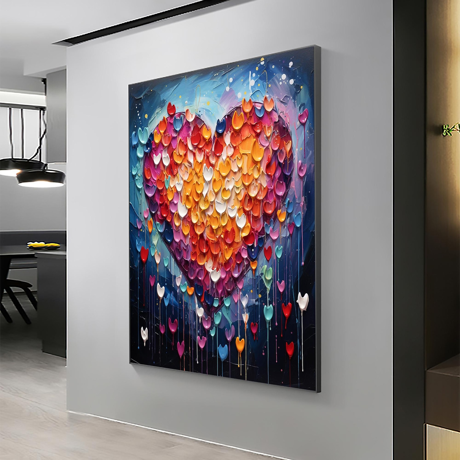 Pintura a óleo artesanal em tela, arte de parede, decoração original, colorida, amor para decoração de casa, com moldura esticada, sem pintura de moldura interna de 2026 por $114.99 –P6