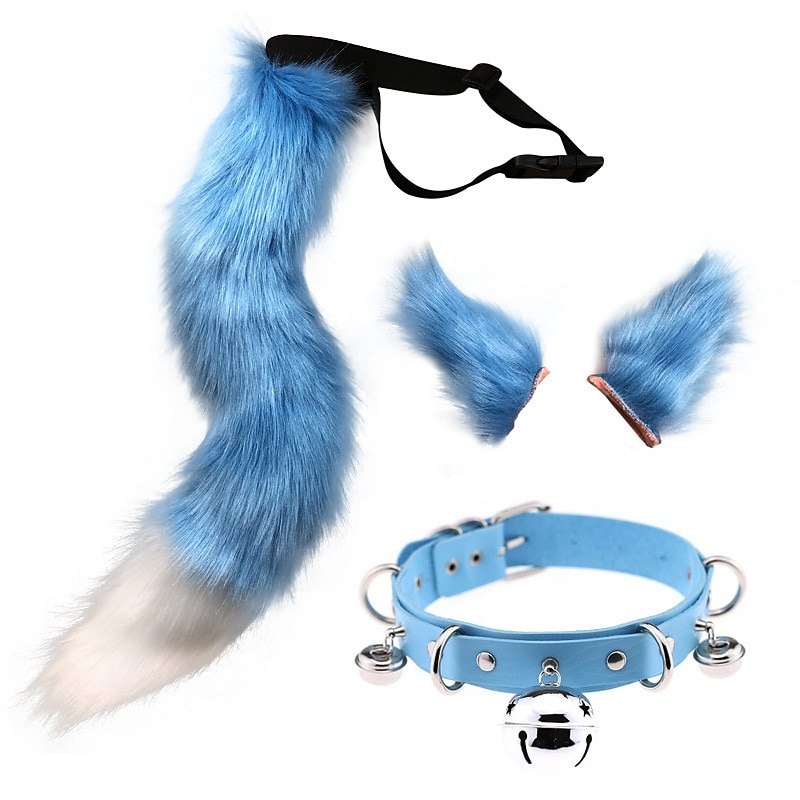 Simulated Plush Beast Ears Halloween Set Beast Tail Jewelry Cos Fox Ear Hair Clip Mantra Exhibition Prop Accessories 2025 - $29.99 –P12