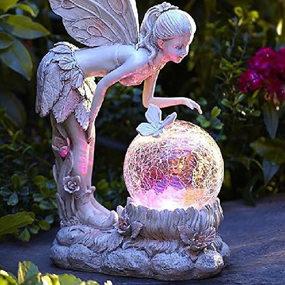 Flower Fairy Statue Illuminates Girl Decoration Outdoor Garden Courtyard Angel Fairy Solar Light 2025 - $45.99 –P4