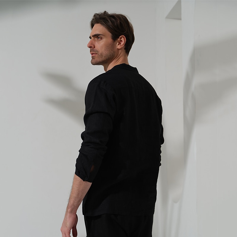 100% Lin Poche Homme Chemise Chemise Lin Chemise boutonnée Noir bleu marine manche longue Plein Revers Printemps & Automne Extérieur Vacances Vêtement Tenue de 2026 ? $39.99 –P6