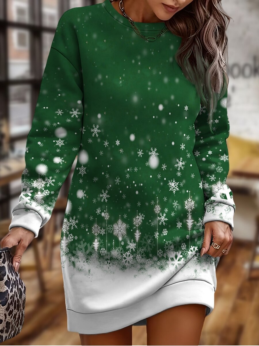 Femme Mini robe Robe sweat Robe casual Robe d'hiver Mini-robe Noël Chaud du quotidien Travail Plein Air Casual Standard Motif de flocon de neige manche longue Col Ras du Cou Vin bleu marine Bleu de 2025 ? $26.99 -P5