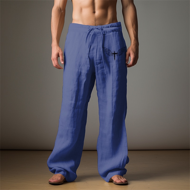 Voor heren Grafisch Vleugels Broeken Medium Taille Casual Vakantie Alledaagse kleding Uitgaan Lente Herfst Zwart Licht Bruin blauw 2025 - $25.99 –P7