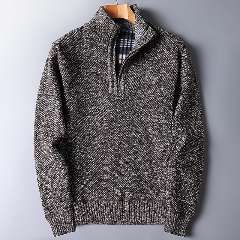 Men's Pullover Sweater Jumper Knit Sweater Quarter Zip Pullover Sweater Ribbed Knit Regular Knitted Quarter Zip Plain Stand Collar Keep Warm Modern Contemporary Daily Wear Going out Clothing Apparel 2025 - $22.99 –P6
