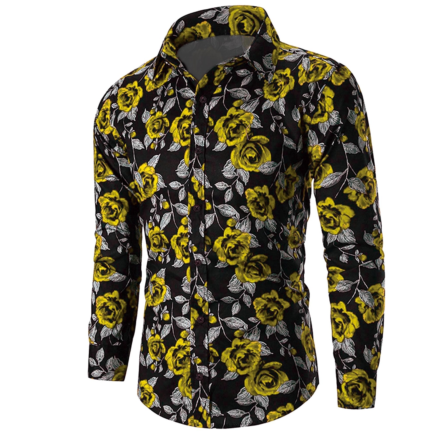 Valentinstag Herren Rose Blumenmuster Hemd Knopfhemd Langarm Brautkleider schlicht Urlaub Casual Wochenende Frühling Sommer Herbst Winter Umlegekragen Bedruckt Button-Down Violett Gelb Rote Blau 2025 - $26.99 –P5
