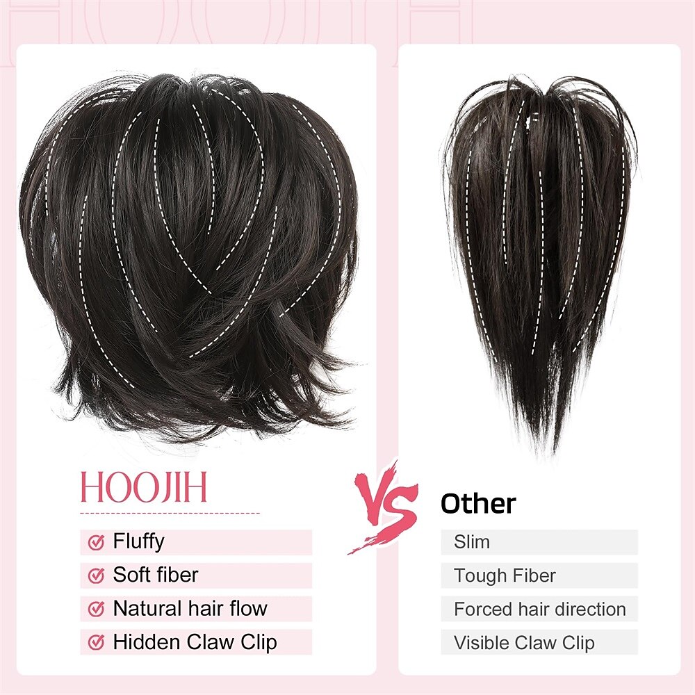 postiche chignon désordonné pince à griffes dans chignon cheveux raides extension de queue de cheval courte de 9 pouces avec morceaux de cheveux en fil métallique pliable pour femmes faux chignon de de 2025 ? $7.99 -P4