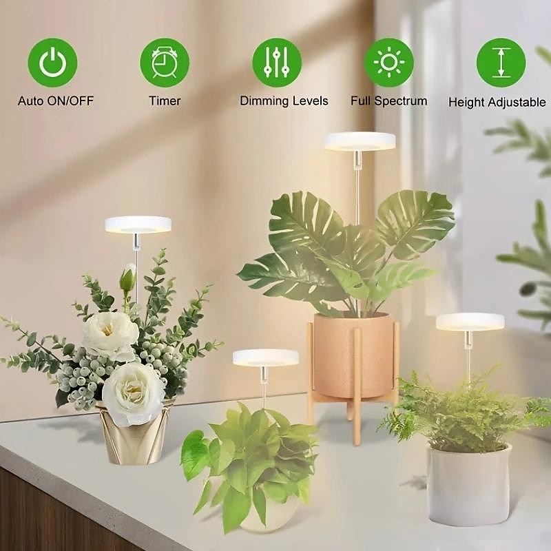 élèvent des lumières pour les plantes d'intérieur led lumière de plante à spectre complet uv rouge bleu hauteur réglable élèvent la lumière avec 3 luminosité dimmable avec minuterie pour petites de 2025 ? $13.99 –P2