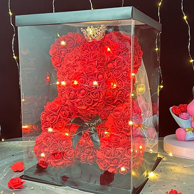 زهور رغوية صناعية على شكل دب وردي مع إضاءة LED وصندوق هدايا بلاستيكي - هدية رومانسية مثالية لعيد الأم والذكرى السنوية والزفاف وأعياد الميلاد وعيد الشكر والكريسماس 25 سم/10 بوصة 2025 - $23.99 -P6