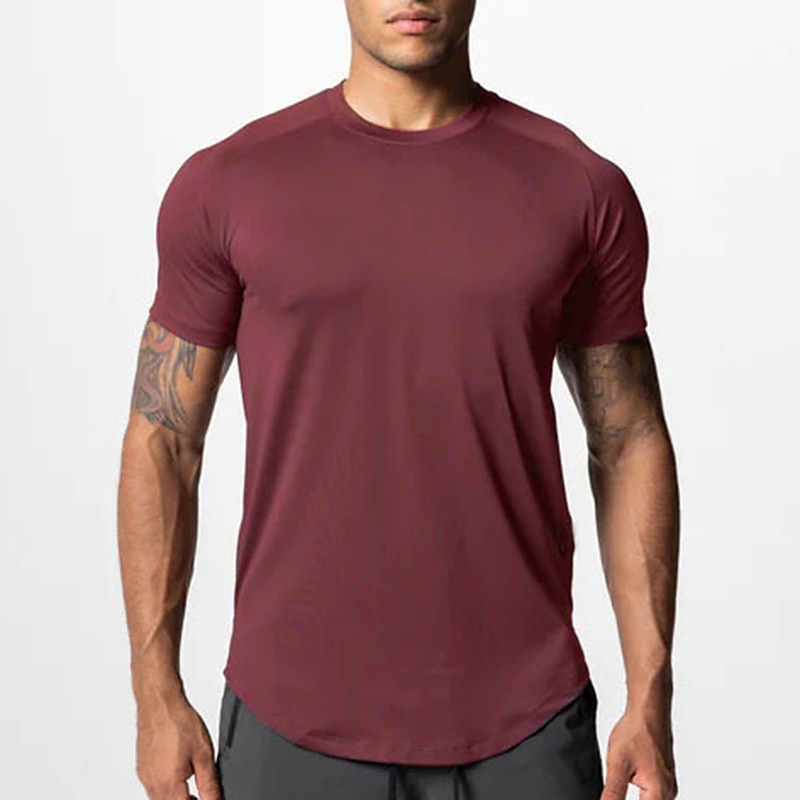 Voor heren T-shirt Fitnessshirt Basketbalshirt Atletische overhemden Strakke ronde hals Korte mouw Sport & Outdoor Vakantie Uitgaan Casual / Dagelijks Snel Drogend Zweetafvoerend Ademend Zacht Effen 2025 - $16.49 –P13