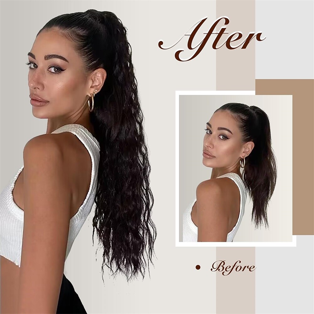 lang krullend golvend trekkoord paardenstaart extensions clip in golvend synthetische haarstukken trekkoord paardenstaarten haarstuk paardenstaart extensie voor vrouwen asblond 26 inch 2025 - $17.99 –P5