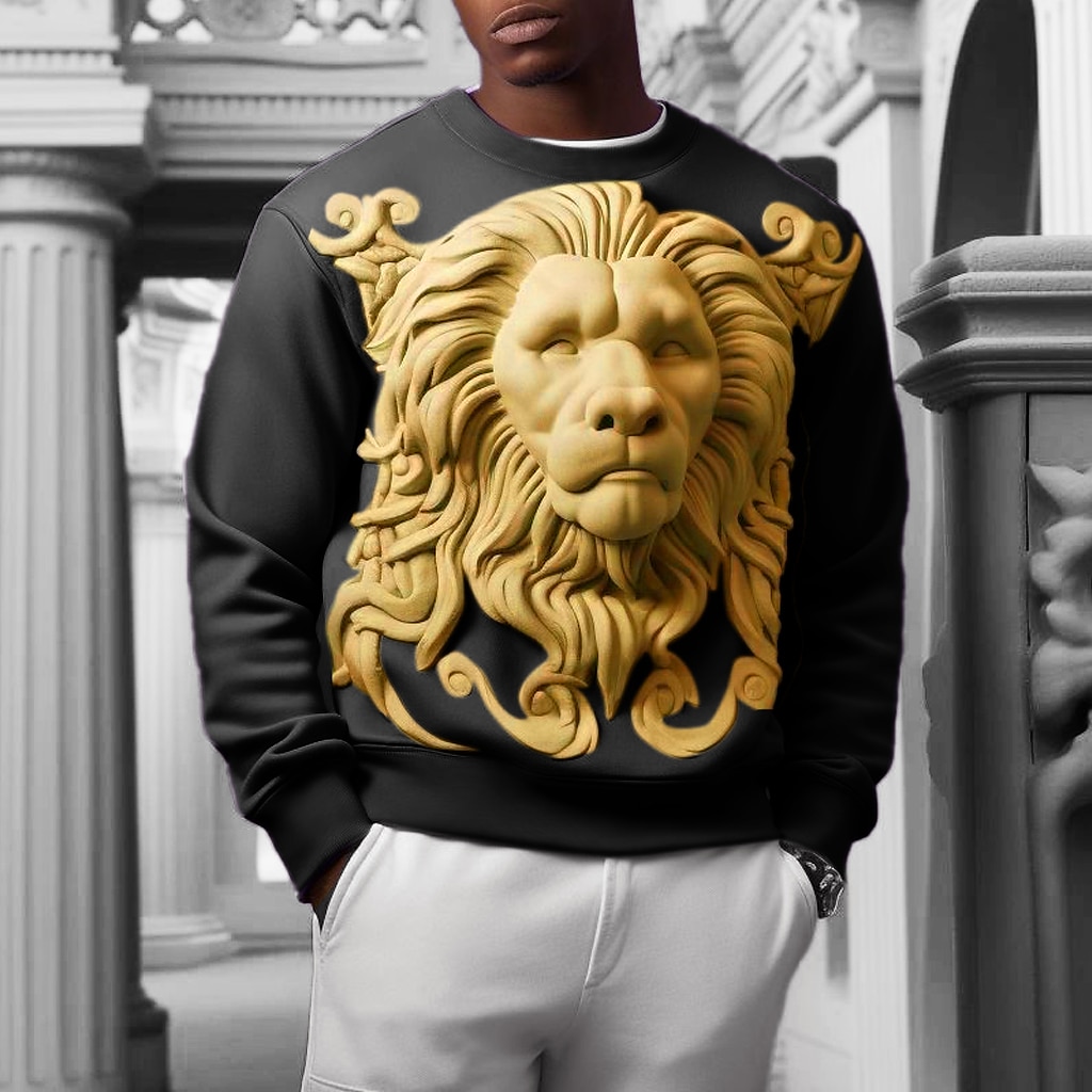 Hombre Graphic Animal León Sudaderas Sudadera con capucha Manga Larga Camisa de entrenamiento Cuello Barco Moda Diario Casual Impresión 3D Vacaciones Festivos Noche Estampado Primavera & Otoño 2025 - $31.99 –P7