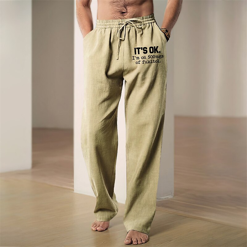 Homme Graphique Lettre Pantalons en Lin Pantalons Pantalons Amples Taille Moyenne Occasionnel Vacances Tenue quotidienne Sortir Printemps Automne Noir Bleu Vert de 2025 ? $28.99 –P3