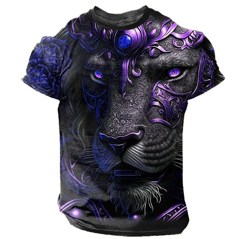 Men's Graphic Animal Tiger T shirt Short Sleeve T shirt 3D Print Crew Neck Shirt Daily Designer Retro Vintage Sports Outdoor Holiday Going out Blue Red Purple Spring & Summer Clothing Apparel S M L 2025 - $17.99 –P4