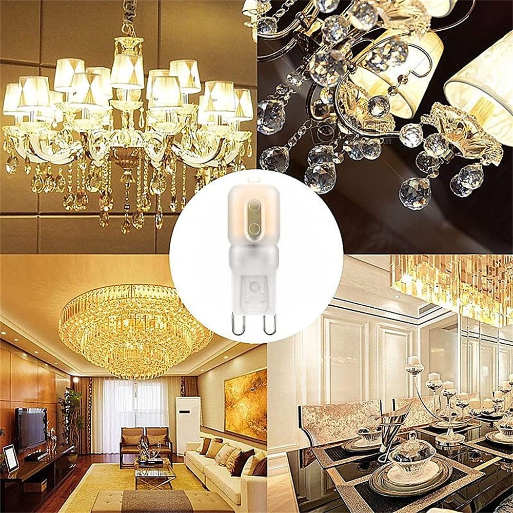 Bec led g9 3000k alb cald/6000k lumină albă 3/5w 30w/50w echivalent cu halogen g9 bipin bec de colț cu fascicul 360 pentru iluminarea casei capac transparent (pachet de 5) 2025 - $21.99 –P1