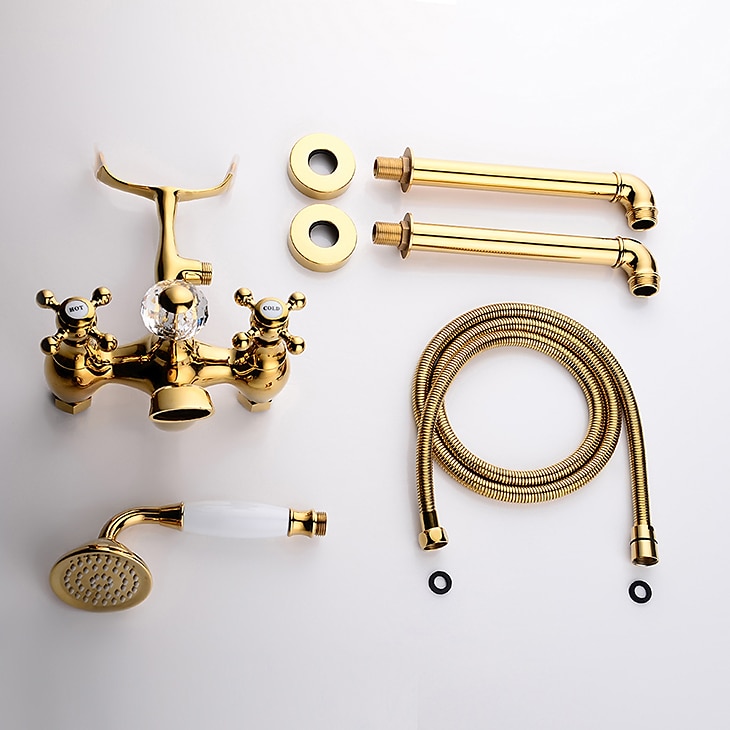 Badekarskran - Moderne Moderne galvanisert Romersk kar Keramisk Ventil Bath Shower Mixer Taps 2026 - $660.89 –P18