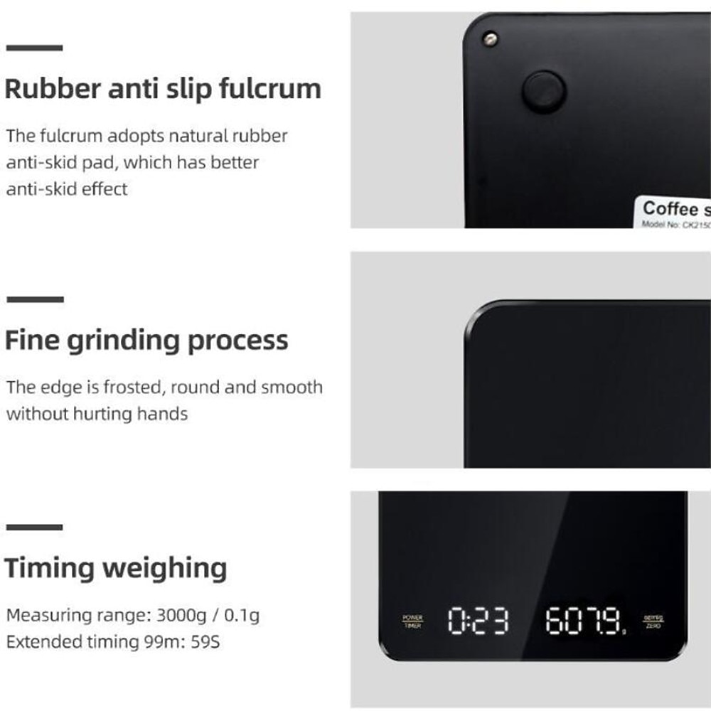 Built-in battery charging Electronic Scale Built-in Auto Timer Pour Over Espresso Smart Coffee Scale Kitchen Scales 3kg 0.1g 2025 - $28.99 –P9